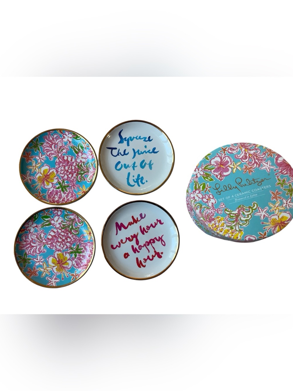 LILLY PULITZER SET OF 4 CERAMIC COASTERS